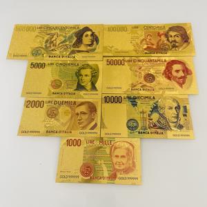 مجموعة من 7 قطع من العملات الإيطالية التذكارية البلاستيكية المطلية بالذهب للحفلات والفعاليات، أوراق نقدية تذكارية مطلية بالذهب بالجملة - Product Image 1