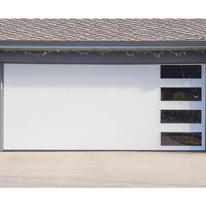 Porte de <span class=keywords><strong>garage</strong></span> extérieure pour maisons en alliage d'aluminium verre dépoli moderne nouvelle porte de <span class=keywords><strong>garage</strong></span> en verre automatique noire - Product Image 5