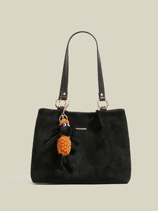 Women's Large Capacity Trendy <b>College</b> Style Zipper Tote Shoulder <b>Bag</b> with Cute Pendant for Autumn Commuting and Year-Round Use - Product Image 3