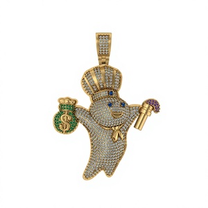 Gold Plated 925 <b>Sterling</b> <b>Silver</b> Custom Money Hip Hop Iced Cartoon Doughboy Fine Jewelry Pendant & <b>Charms</b> with Moissanite Diamond - Product Image 1