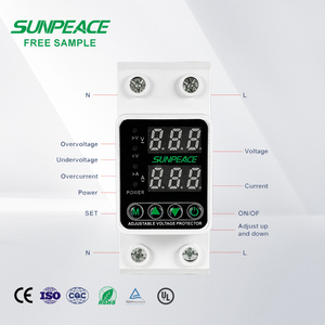 Pelindung voltase, 40A 63A 80A 100A Din rel 220v LED tunggal 3 fase dapat disesuaikan atas bawah voltase pelindung Relay batas arus - Product Image 1