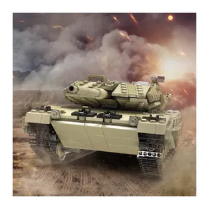 20020军用系列豹2坦克模型高难度组装电动陀螺仪积木玩具