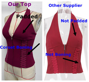 Top bustier corset à lacets de haute qualité pour femmes, sexy, gothique, rembourré, à fermeture éclair, col en V, <span class=keywords><strong>dos</strong></span> nu, pour sortir, style Y2K, crop top - Product Image 6