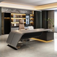 Bureau de direction de style italien de luxe, haute technologie, pour PDG, manager, bureau commercial, bureau de direction haut de gamme, design moderne minimaliste, en bois