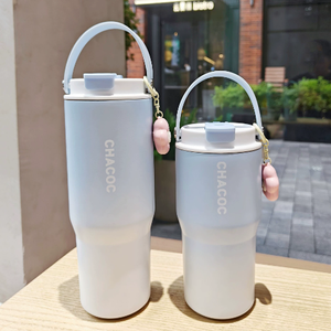 600ml&900ml Stylish Gradient Vacuum Insulated Tumbler - Minimalist Design, Large Capacity <b>Coffee</b> Cup For Women - Product Image 5