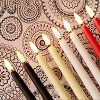 Bougies coniques LED électriques sans flamme en gros, couleur ivoire, à piles, effet vacillant en cire véritable, pour Noël, anniversaires et fêtes