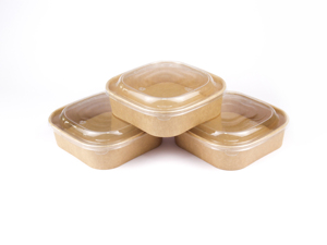 Vendita calda eco-friendly di alta qualità biodegradabile quadrato Kraft ciotola fai da te Logo fai da te per il servizio e lo stoccaggio - Product Image 3