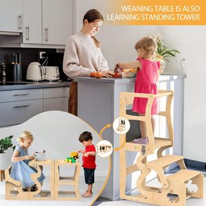 Toddler <b>Tower</b>, Kitchen Stool for Toddlers, <b>Learning</b> Wooden <b>Tower</b> with Chalkboard and Backrest,Kitchen Standing - Product Image 2