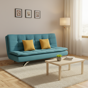 Canapé-<span class=keywords><strong>lit</strong></span> moderne deux <span class=keywords><strong>places</strong></span> en tissu, pliable, avec structure métallique pour chambre à coucher et salon - Product Image 1