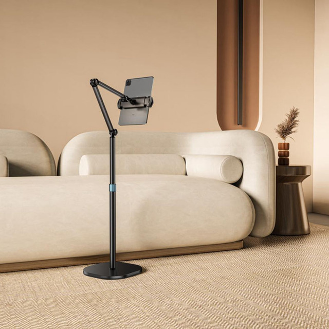 Boneruy Lazy Arm Aluminum 360 Degree Swivel Tablet Floor Stand Adjustable Height Floor Stand for Tablet