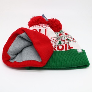 Wholesale Acrylic Knitting Santa Winter Beanie Hat with 3D Embroidery Custom Logo Plaid/Argyle Patterns Unisex Adult - Product Image 6