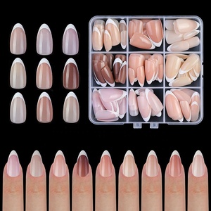 Appuyez sur les ongles French Tips Glossy Matte nude White Medium Coffin Wearable Full Cover Finger Nail - Product Image 4