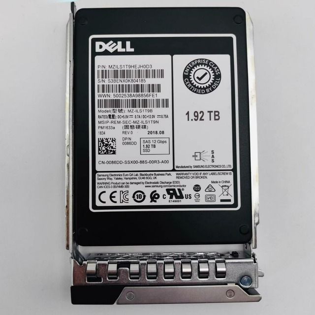 0086DD PM1633A 1.92T SAS 12Gbps Internal Refurbished Used Desktop SSD MZILSIT9HEJH0D3 1.8" 1.92TB Capacity High Storage Density