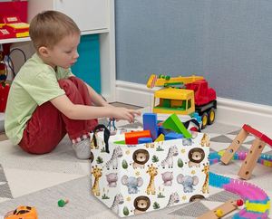 Zoo Rectangular Baby Storage Basket <b>Large</b> Collapsible Kid Toy <b>Bin</b> Nursery Classroom Books Shelf Basket - Product Image 5