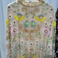 Ensemble jupe en maille perlée à sequins colorés, robe de soirée ample brodée, tenue de mariée musulmane, robe artisanale Jalabiya pour cérémonie de mariage