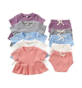 Conjunto de duas peças manga raglan infantil, venda quente de traje esportivo para meninos e meninas