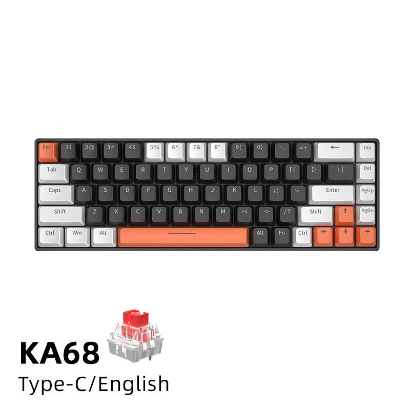 68ปุ่ม/ดำและขาว [มีสาย] ผสมแกนแสงสีแดง