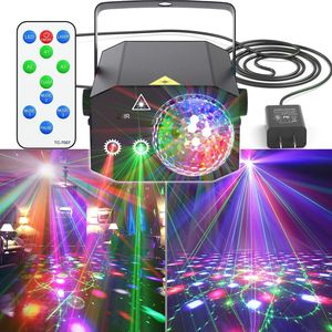 Luz de Discoteca con 16 Patrones RGB, Láser DJ LED, Bola Mágica de Cristal, DMX512, Activación por Sonido, Blanca, para Bodas y Fiestas - Product Image 1