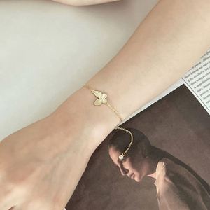 Dylam <b>Charm</b> Jewelry S925 Silver Rhodium 14K Gold Plated Crushed Ice Butterfly Silhouette Pendant Link Chain 5A Zirconia <b>Bracelet</b> - Product Image 5