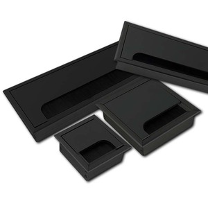 Rectangular Cable Management Box <b>Black</b> Aluminum Alloy <b>Desk</b> Organizer For <b>Computer</b> Desktop Cable Tray Cover Durable Standing Type - Product Image 1