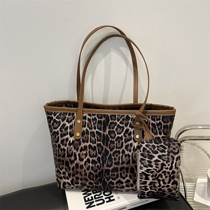 2-pieces Set 2025 New Arrival Fashion Women's Shoulder <b>Bags</b> Leopard Print <b>Large</b> Capacity Messenger <b>Bag</b> With Pocket Purse - Product Image 2