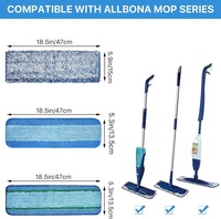 Tête de balai serpillère plate en fibres pour nettoyage à sec et humide, accessoires pour balai serpillère avec manche en aluminium pour l'élimination de la poussière