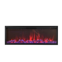 Insert mural de 60 pouces insert de bûche réaliste à flamme simulée cheminée électrique décorative de style français à flamme multicolore