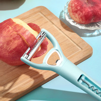 Couteau de cuisine multifonctionnel 3 en 1 éplucheur de légumes couteau de section de rabotage 4 en 1 ouvre-vin éplucheur ensemble de 2