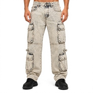Pantalon cargo en jean pour homme, vente en gros, personnalisable, multi-poches, style utilitaire, coupe décontractée, streetwear, mode - Product Image 1