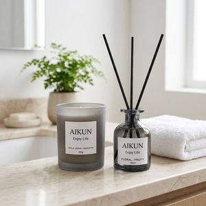 AIKUN Fragrant Long Lasting 120 Days Handmade Soy Wax Scented Candle Set <b>Reed</b> <b>Diffuser</b> Set <b>for</b> Bedroom Living Room Villa - Product Image 1
