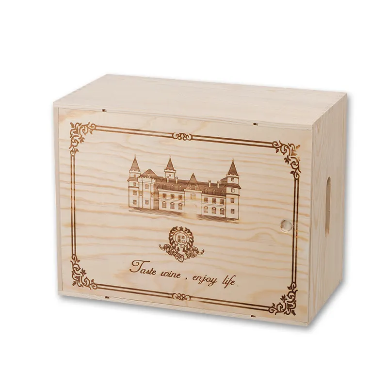 Unfinished cheap custom wooden wine case bottle crate boxes gift