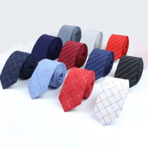 Cravate à carreaux pour hommes, accessoire classique de mode cravate, tenue formelle, costume d'affaires, nœuds papillon en coton Slim, cravate colorée