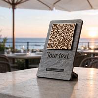 Support de menu en bois avec code QR et NFC pour restaurant, café, bar, support de commande sans contact, personnalisation de la marque