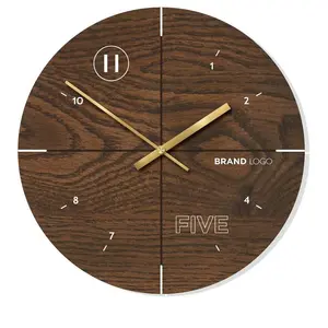 2023 nuovo orologio da parete in legno Mdf nordico Logo personalizzato moderno rotondo semplice orologi in legno decorazione della casa