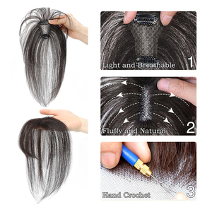 Vendita calda 5x7 Base di seta veri capelli umani Topper 360 ° 3D Cover Clip naturale in frangia parrucchino per le donne con diradamento - Product Image 3