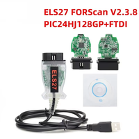 Nuevo ELS27 V2.3.8 FORScan con PCB Verde, PIC24HJ128GP+FTDI, Microchip, Multilingüe, Compatible con ELM327 y J2534 Pss-Thru para Mazda