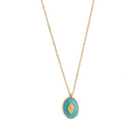 Collier pendentif étoile ovale en pierre naturelle plaqué or 18 carats en acier inoxydable pour femme, style vintage, vente en gros OEM