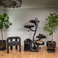 Arbre à chat de luxe moderne, design floral mignon en bois multicouche, durable, pour grimper et gratter, avec sisal floral