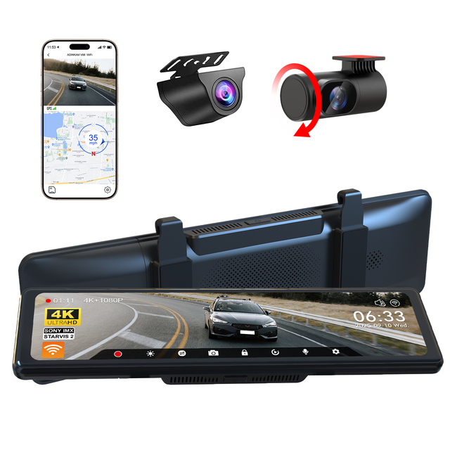 Sony IMX Starvis 24H Parking Monitor Car Camera 2K Front + Rear Dual Lens GPS G-sensor Night Vision WiFi Touch Video Recorder