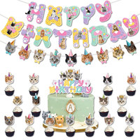 Mignon miaou chat ballon anniversaire bannière décoration animal de compagnie chat fête ballon couleur Pastel pour la décoration de fête d'anniversaire K0020