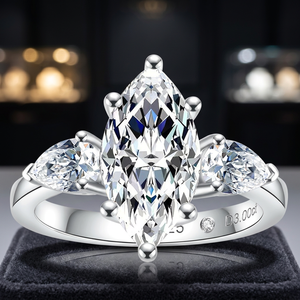 Anillo de Compromiso con Moissanita Corte Marquesa de 1ct, Engaste de Garras, Plata 925 con Baño de Rodio, Joyería Fina Clásica para Mujer - Product Image 4