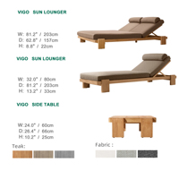 Express Garden Moderne Langlebige Tragbare Teak-Gartenmöbel Verstellbare Sonnenliege Umweltfreundlich für Hotel & Schule UV-Beständig