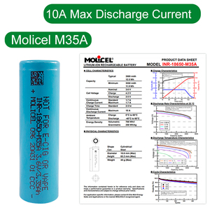 Новая оригинальная литий-ионная батарея Molicell 18650, 3.7В, 3500мАч, 10А, 3C, <span class=keywords><strong>INR</strong></span> 18650 M35A для фонариков и электроинструментов - Product Image 2