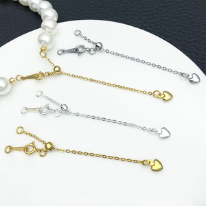 Extensor de Cadena de Plata Chapado en Cobre con Colgante de Corazón, Accesorios para Joyería DIY, Tamaño Mediano - Product Image 1