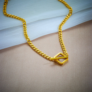 Geometric Titanium Steel Necklace Chain Gold Silver Color OT Buckle Minimalist Street Hip Hop Gift Jewelry - Product Image 3
