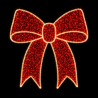 Guirnalda de Luces LED de Gran Tamaño con Contorno Blanco Cálido, Motivo de Lazo Rojo 2D, para Decoración Navideña, Comercial y Festiva en Exteriores, IP65, CE