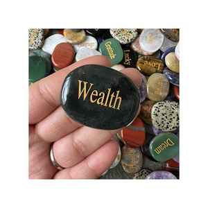 Gravé Palm Inspirational Stones Amour Espoir Paix Noir Poche Gravure Mot Clair Quartz Bonheur Mots pierres <span class=keywords><strong>de</strong></span> Prière - Product Image 3