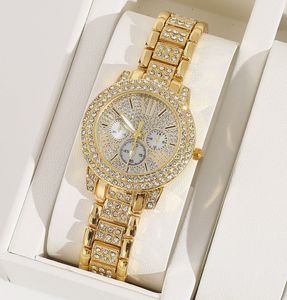 Cross-Border Popular Roman Pattern Diamond Studded Quartz <b>Watch</b> Bracelet Dotted Diamonds Heart-Shaped Necklace and Earring <b>Set</b> - Product Image 2