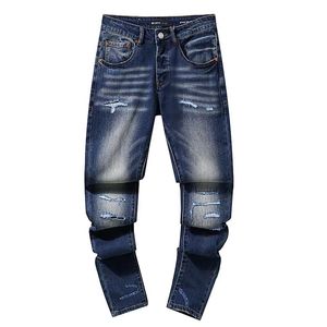 <span class=keywords><strong>Jeans</strong></span> Denim da <span class=keywords><strong>Uomo</strong></span> di Alta Qualità, Modello <span class=keywords><strong>Boyfriend</strong></span> a Gamba Dritta, Casual, Effetto Usurato, Blu e Nero, Personalizzabili, Streetwear Autunnale - Product Image 5