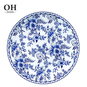 Service de table en porcelaine de style classique, <span class=keywords><strong>vintage</strong></span>, <span class=keywords><strong>bleu</strong></span> dégradé, petites fleurs, <span class=keywords><strong>assiette</strong></span> en céramique, passe au lave-vaisselle, décalcomanie, <span class=keywords><strong>assiette</strong></span> en porcelaine osseuse - Product Image 3